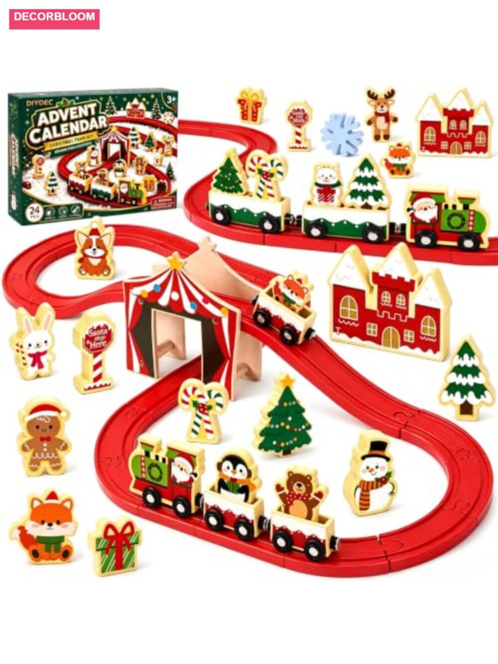 Wooden Magnetic Train Advent Calendar 24 Day Christmas Countdown Toy Set